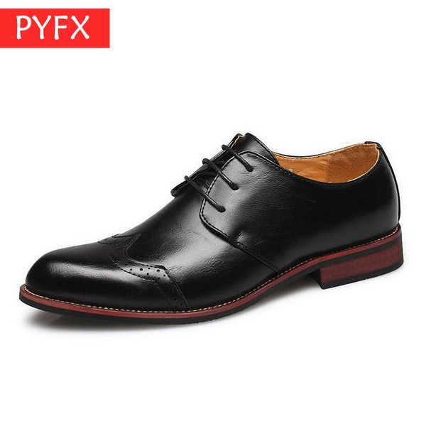 

autumn new men's fashion tied tip-on youth wedding banquet yellow korean pu flat-soled leather classic flat lace shoes, Black