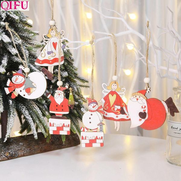 

qifu wooden christmas decor merry christmas decor for home 2019 tree pendant cristmas ornament navidad new year 2020