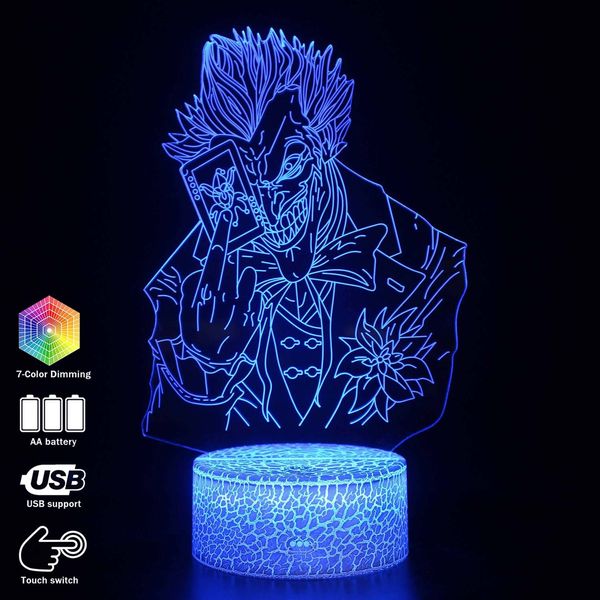 

dc joker figurine 3d illusion lamp joker decoration light kids bedroom night lights joker model table lamp perfect gifts