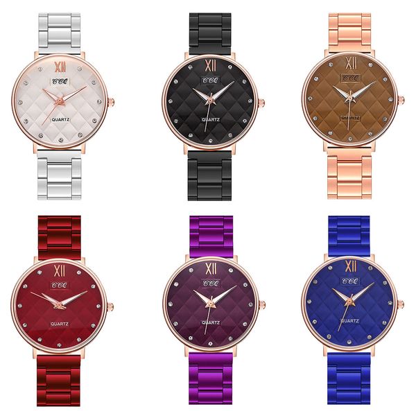 

ccq casual quartz stainless steel band newv strap watch analog wrist watch fashion diamond diamond pattern women's new 921, Slivery;brown