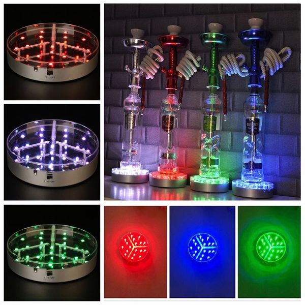 Bolo quente de 6 polegadas Colorido LED Light Base Luminosa Controle Remoto Não-slip Silicone Pad Hookah Shisha Fumar Tubo Decorar Ferramenta DHL