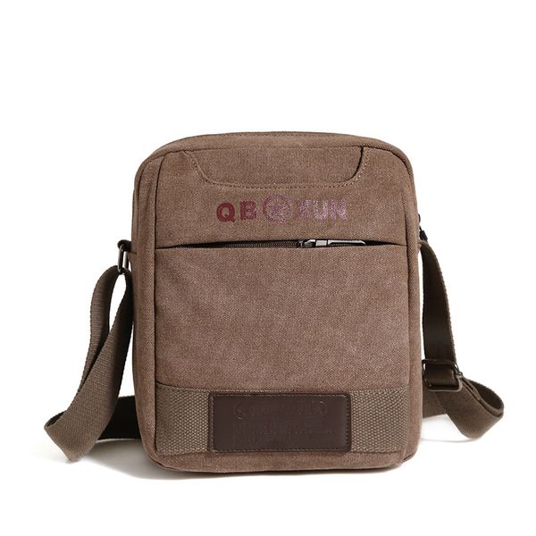 

2018 spring new style retro men's shoulder bag solid color canvas men's bag