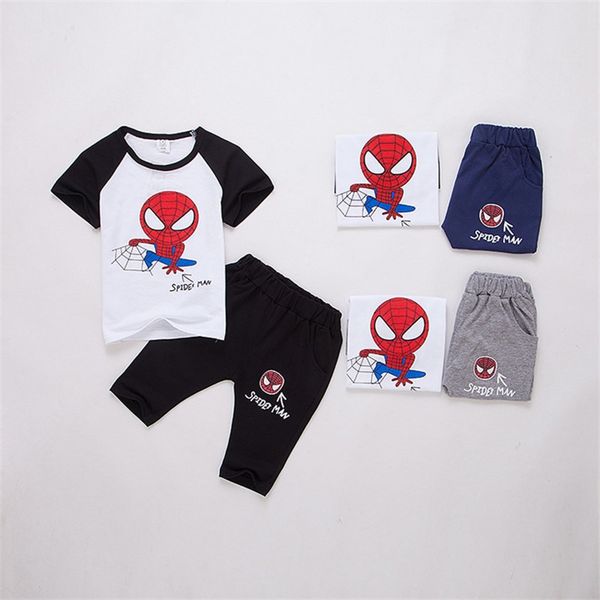 

children cartoon short-sleeved tshirt + shorts sports set for kids girls cotton sleepwear summer tracksuits, White