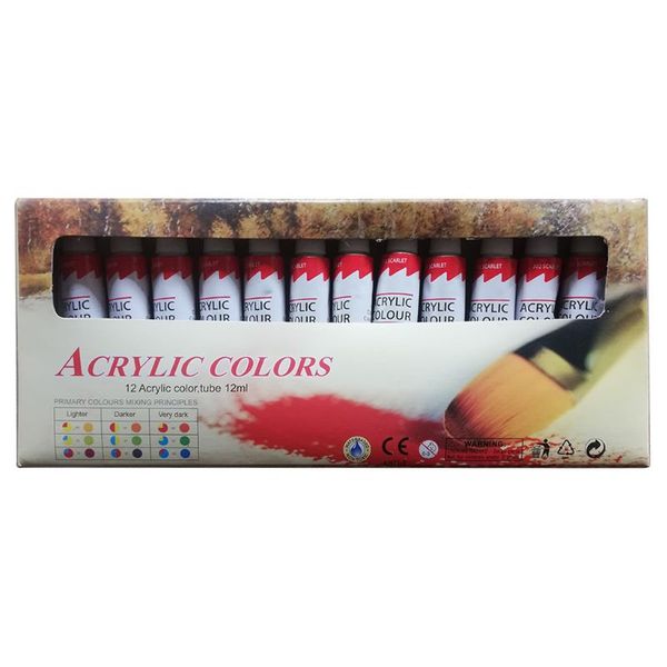 

12 colors 12ml tube acrylic paint set art painting drawing tools for kids diy x6hb