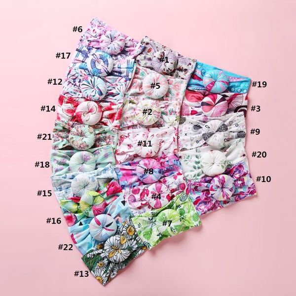 

22 colors baby dot headband nylon daisies printed elastic hair bands for girls turban for girl headbands summer hair accessories, Slivery;white
