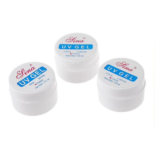 

3x pr gels uv nail false tip manicure transparent 15ml, Red;pink