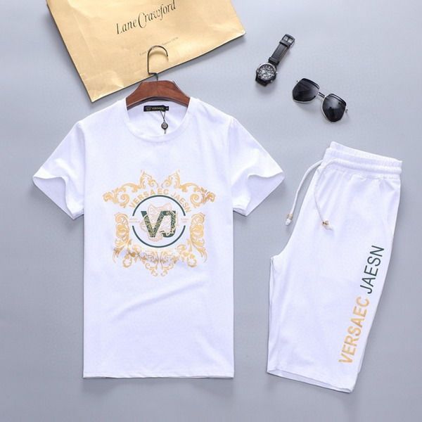 

2020 brand designer men's jogging suits letter print t shirts + pants sweatshirt slim fit tracksuits for men short sleeve sweatshirts, Gray