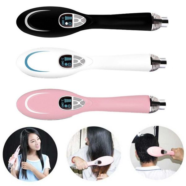 

hair comb negative ion hair dryer comb titanium alloy electric cold constant temperature dry ionic brush cepillo pelo, Silver