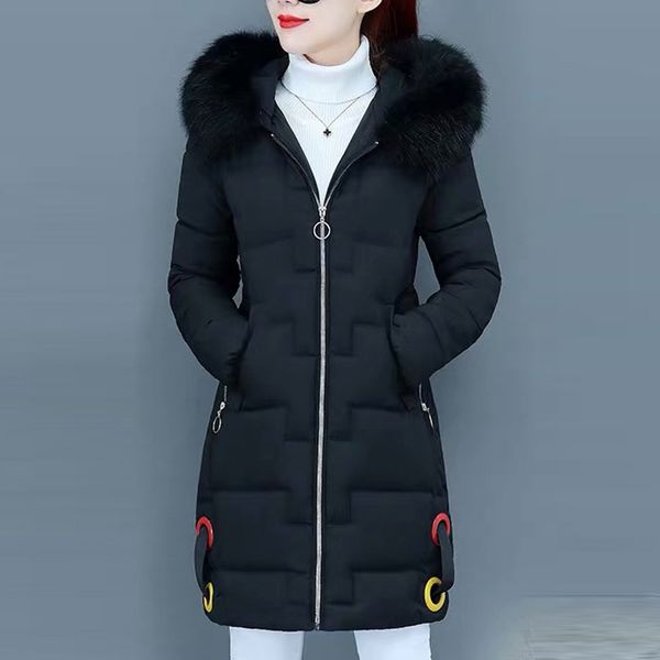 

hooded ladies coat long coats parka oversize color jacket long women winter thick jacket parkas women winter overcoat 2019#j30, Black