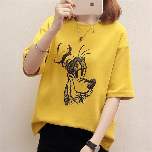 

women's loose printing student large size all-match round collar short sleeve t-shirt female women's loose printing student large, White