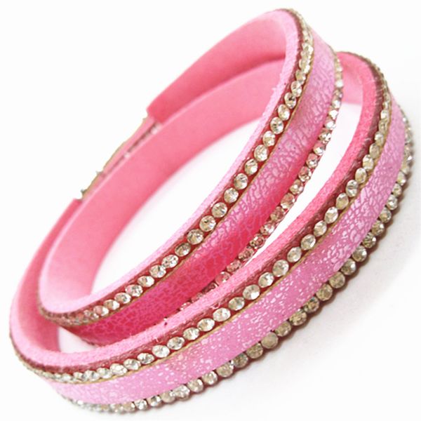 

pink rhinestone neon black multilayer statement ethnic trendy leather bracelets women fashion girl cuff bangle female jewelry, White