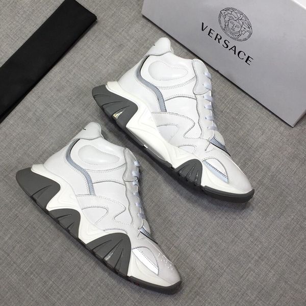 

new style high-end luxury men's casual basketball sneakers fashion design brand platform men's shoes classic vintage medusa patter, Black