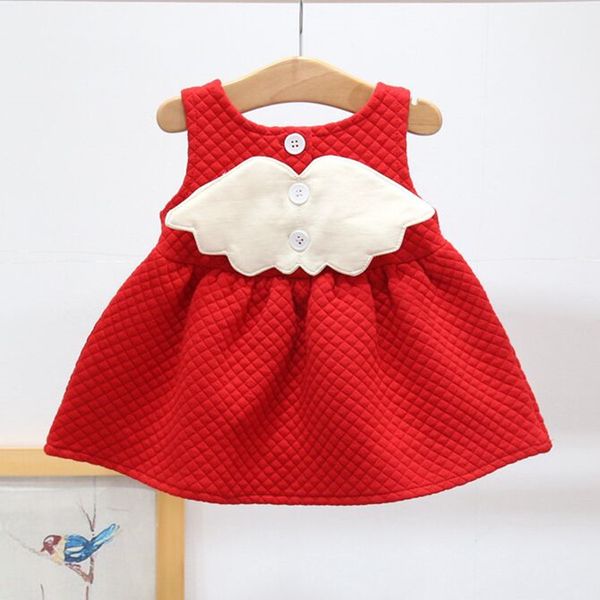 

christmas dress for baby girls party princess dress autumn winter toddler kids wedding baby girls clothes with wing 0-2 years, Red;yellow