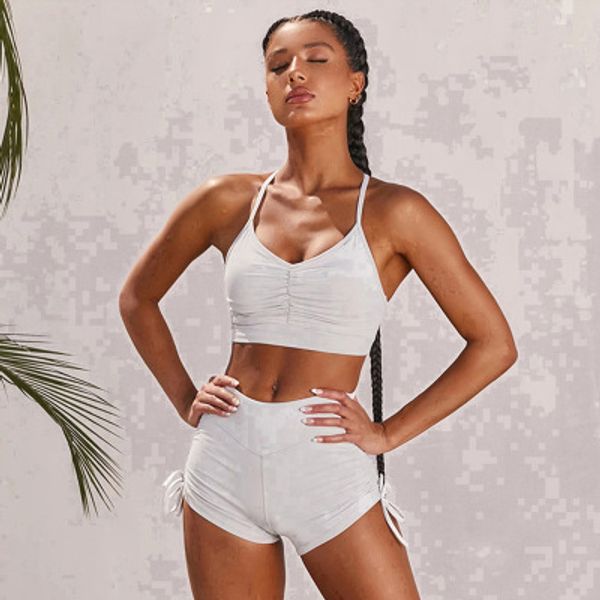

3 style women summer yoga suits trendy short sets crop short set tracksuits yogawear workout sports vest shortswear two pieces set suit, Gray