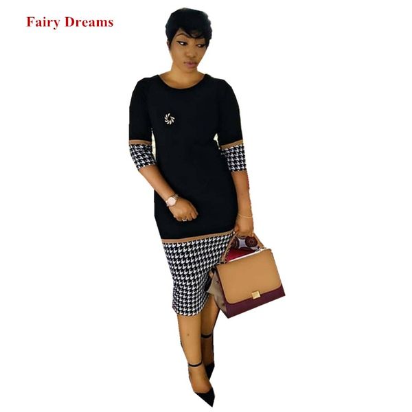 

african pencil dresses women african clothes summer style office lady black plaide dress clothing 2019 new arrival, Red