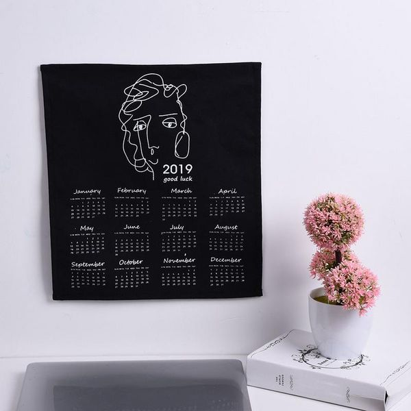 

simple wall calendar fabric printed calendar clock yearly diary study planner advent cloth wall hanging