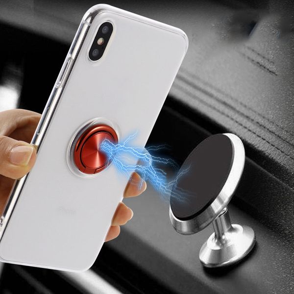 

new phone case protective jacket electroplated magnetic suction on-board finger ring bracket suitable for iphone 7 8 6 plus x xr xs max