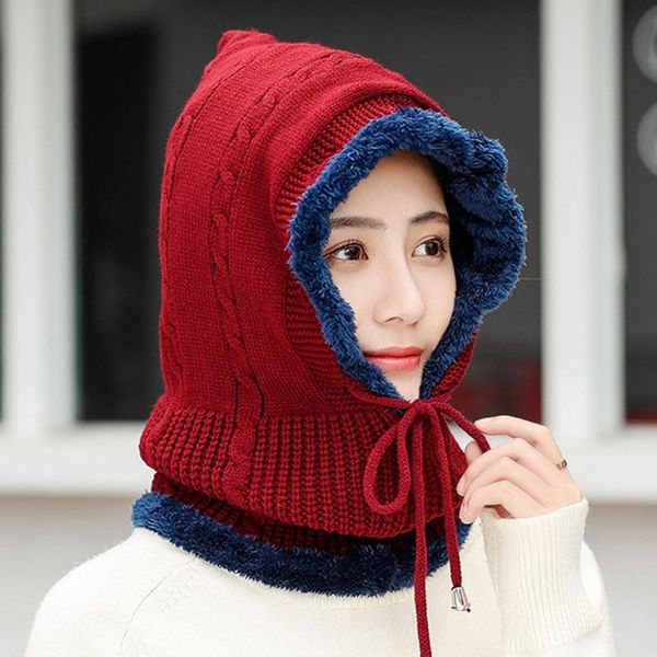 

thick fleece knitted women hat warm winter men hat scarf set neck warm collar scarf casual classic male femal beanie, Blue;gray