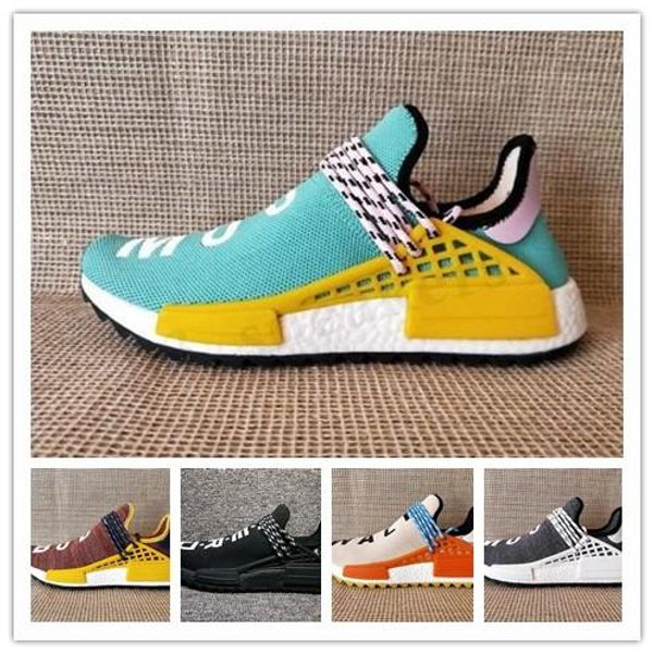 

2018 real basf quality hu human race 1.5 version sun glow pale nude,core black,noble ink pharrell williams x running shoes ms03, Black;brown