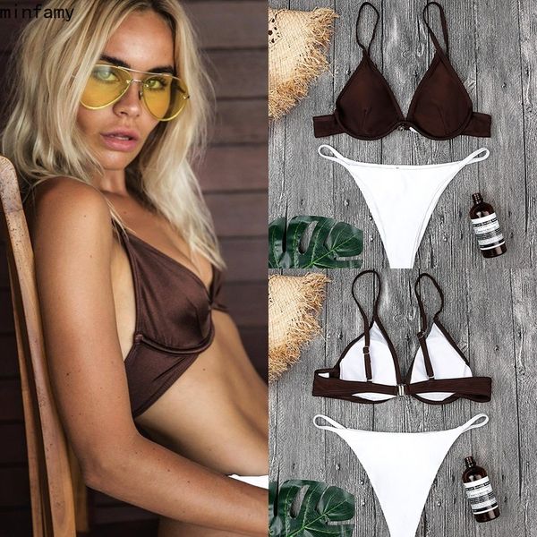 

bikini solid push up bikini 2020 selling thick bra bandage mid-waist swimsuit female swimwear women bikinis