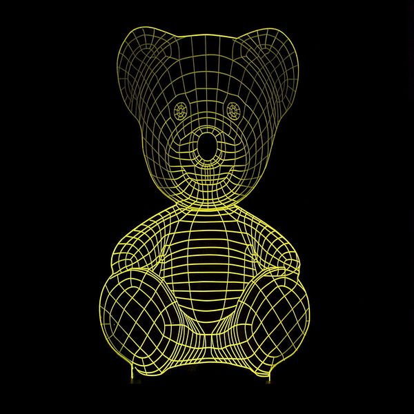 

originality little bear lattice the bear colorful 3d small night-light usb led touch small night-light birthday gift 3d lamp