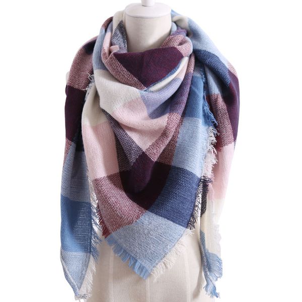

2019 new winter scarf female plaid warm fashion triangle scarf independent design spring woman wrapped blanket