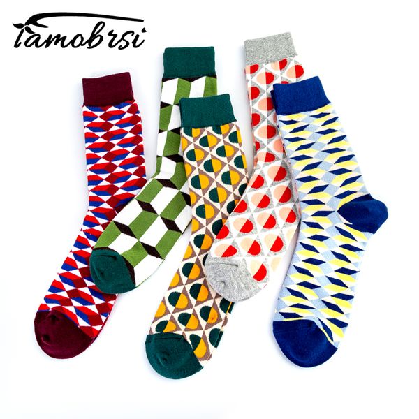 

plaid british style gentleman tide socks casual cool pattern happy crew street skate socks cotton short funny women men, Black