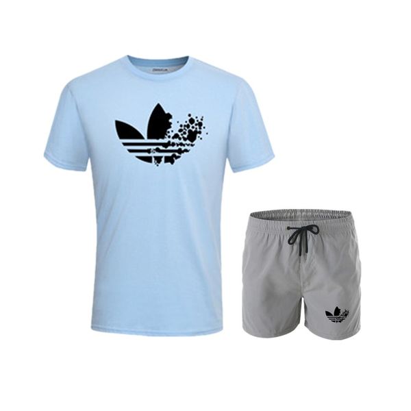 

summer men sets streetwear quick dry gym sport indoor outdoor shorts t shirt pants running stripe printed men sets3xl, Black;blue