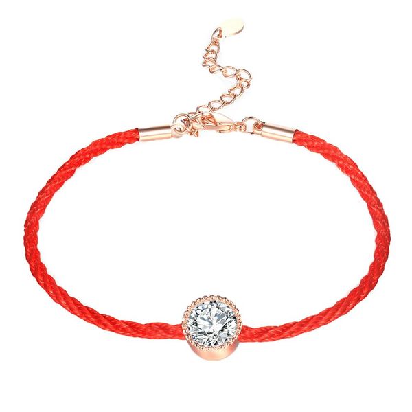 

women fashion red cord round cubic zirconia charm bracelet bangle jewelry gift, Golden;silver