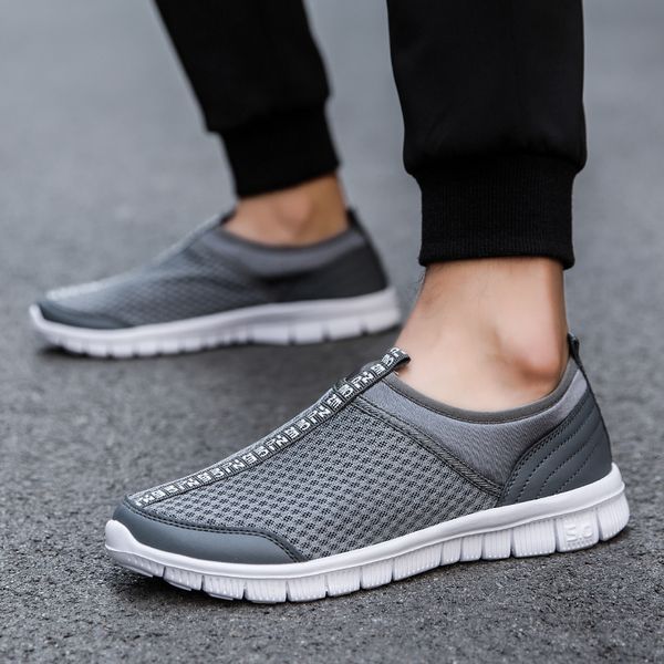 

men sandals summer mesh shoe sneakers for men shoes breathable male casual shoes slip-on mens loafers casual walking, Black