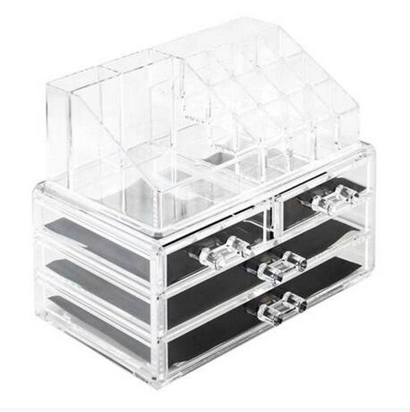 

2019 wholesales acrylic cosmetics storage rack with 4 drawers transparent