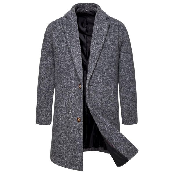

puimentiua spring autumn thick wool trench fashion warm coat men long casual coats lapel collar overcoat plus size 3xl mens suit, Black