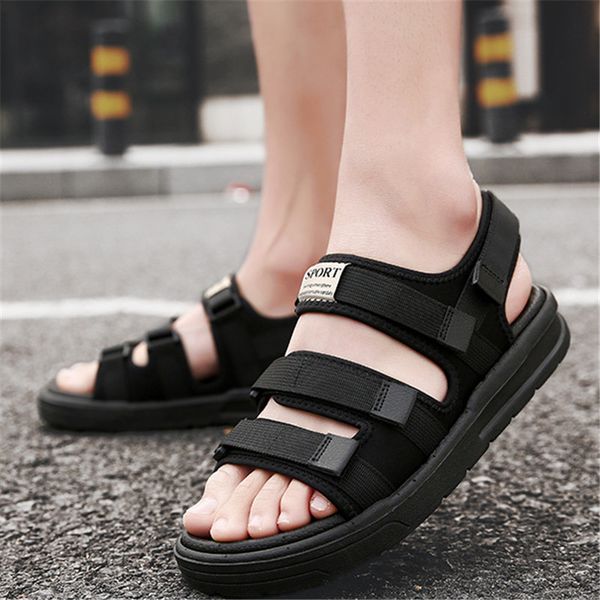 

sandals men 2020 new summer trend wear fashionable beach shoes men sandals and slippers, Black