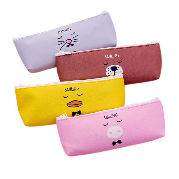 

1 pieces kawaii cartoon animal expression pen pencil bag silicon school stationary receive tools makeup pouch cosmetics case
