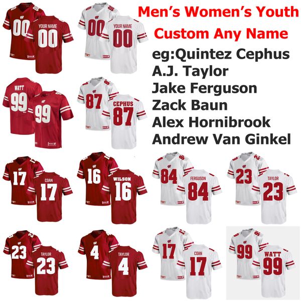 

ncaa висконсин барсуки колледж трикотажных изделий футбола женщины джонатан тейлор джерси quintez cephus a.j. тейлор джейк фергюсон красный, Black