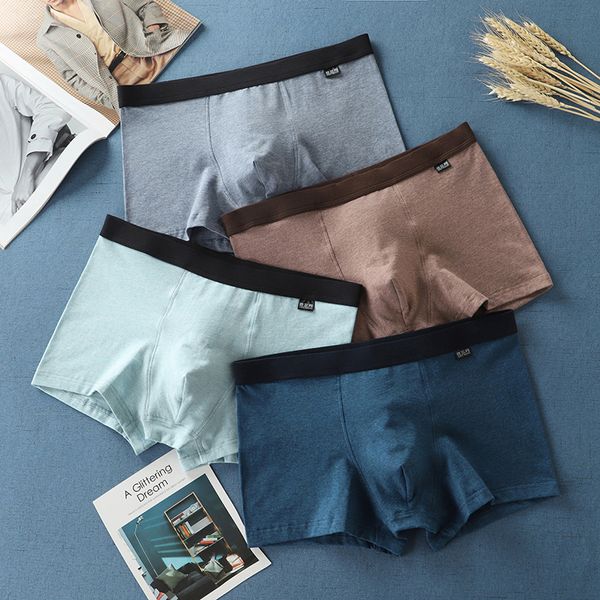 

bierdan new solid underwear boxer cotton men shorts breathable striped men flexible shorts boxers male underpants, Black;white