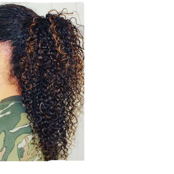 

kinky curly pony tail hairpieces wraps clip in virgin hair drawstring ponytail hair extension natural afro puff, Black