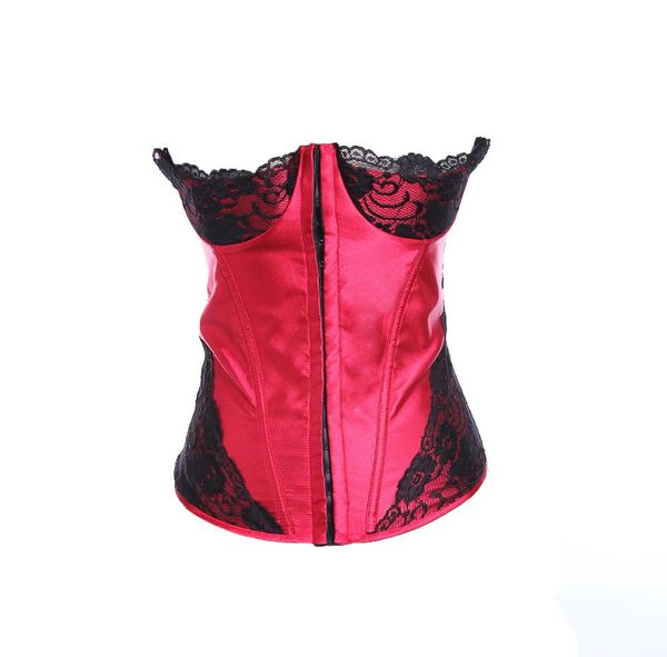 

lingerie lace overlay overbust corset zipper side bowknot decorated clubwear bustier showgirl body shaper plus size, Black;white