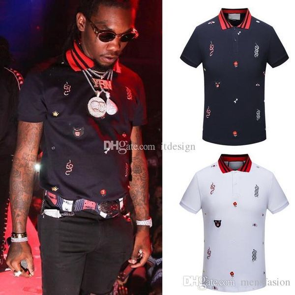 

роскошные мужские дизайнерские футболки поло летние с коротким рукавом отложным воротником топы с короткими рукавами рубашки поло, White;black