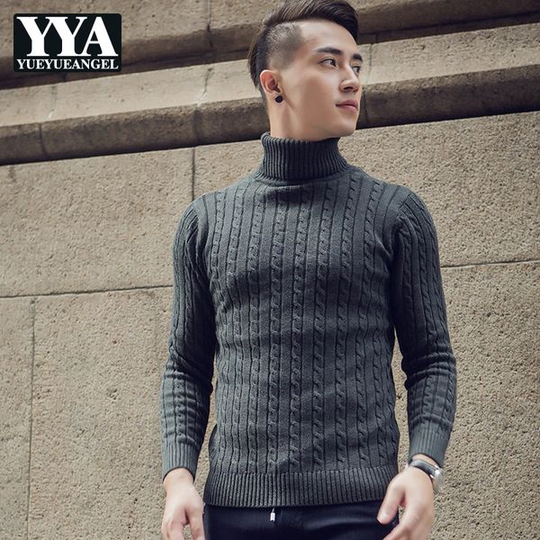 

2018 new winter thick warm sweater fashion solid long sleeve turtleneck sweater male slim fit knitted pullover plus size -3xl, White;black