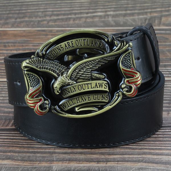 

cool belt men's american flag emblem eagle gun belt us style men leather eagle buckle casual pants, Black;brown