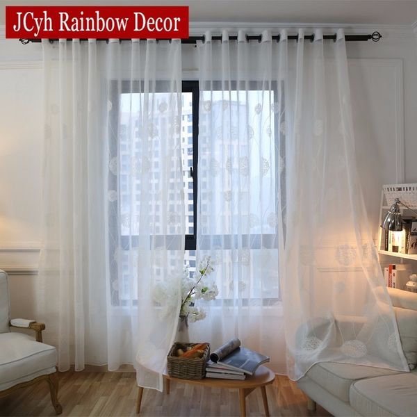 

modern white embroidered voile curtains for living room bedroom sheer curtains tulle window fabric drapes for window