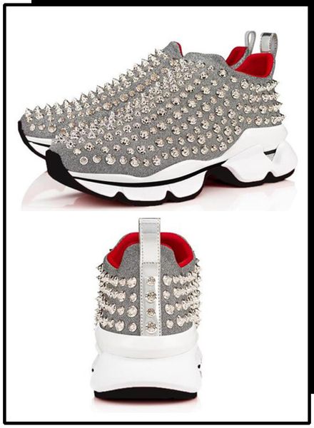 

product krystal spike socks donna flat sneaker designer men's red bottom rivet spiky socks primary stud flat shoes 0, Black