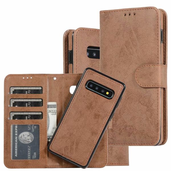 2em1 destacável carteira de couro magnética caso capa para Samsung Galaxy S10 S10E S10 PLUS S8 S9 NOTA 10 PRO nota 8 9 80pcs / lot