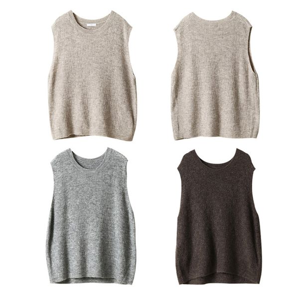 

knitted vest new office lady gray casual 2019 spring autumn women vest wool sweater vests poullovers sleeveless female, Black;white