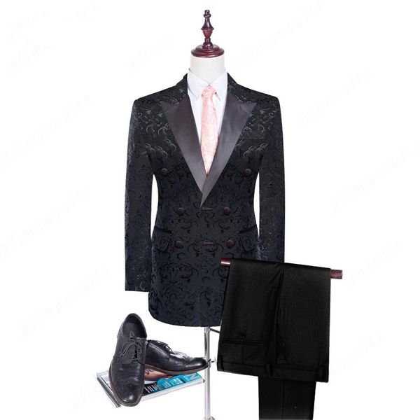 

fashionable jacquard tuxedos groom wedding men suits mens wedding suits tuxedo costumes de smoking pour hommes men(jacket+pants+tie) 097, Black;gray