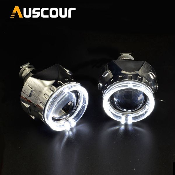 

2pcs h1 bixenon projector lens white drl with yellow turning signal function led day running angel eyes car headlight modify