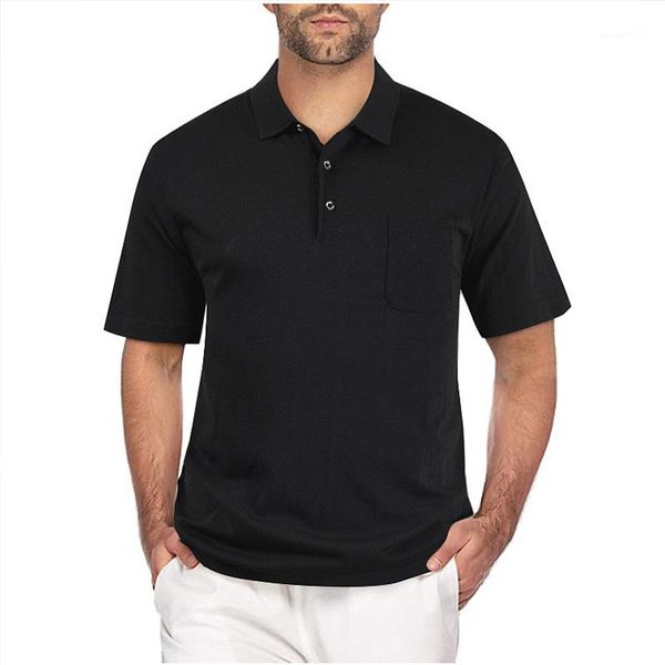 

mens tshirts summer loose new popular male tees mens solid color plus polos turn down collar casual, White;black