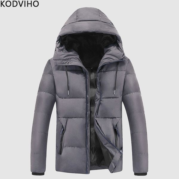 

parka homme casual solid jacket men winter thick hooded parkas korean style black coat zipper jackets mens padded overcoat 2019