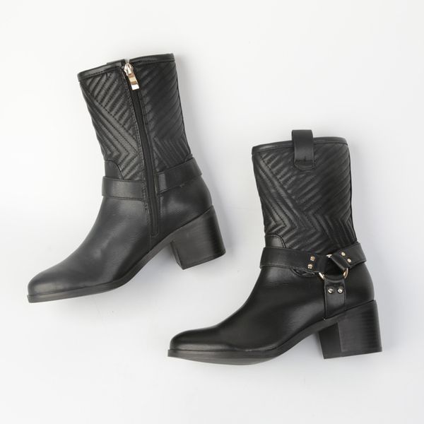 

winter boots lady boots-women women shoes autumn zipper booties woman 2019 high heels 2020 mid calf rubber stiletto pointy, Black